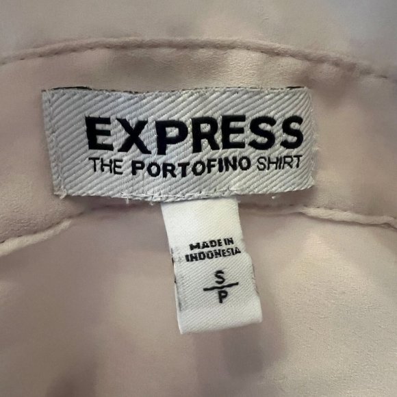 Express Portofino Shirt Womens Small Beige Chiffon‎ Long Sleeve Pockets Career - Picture 6 of 7